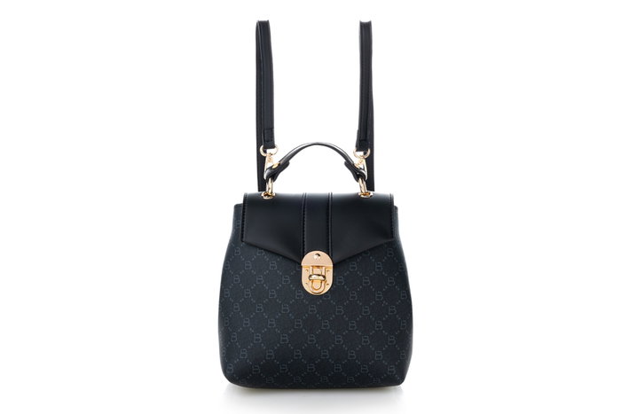 Lucky Bees 1214 v2 Mochila de Piel de Polivinilo Negra, 20x10x23 cm